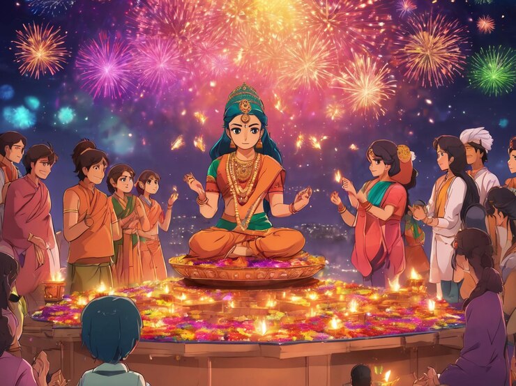 Premium AI Image Diwali 2023 images anime Indian Diwali images