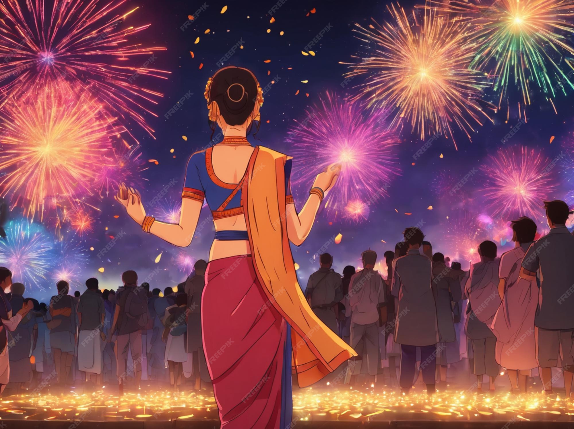 Premium AI Image Diwali 2023 images anime Indian Diwali images
