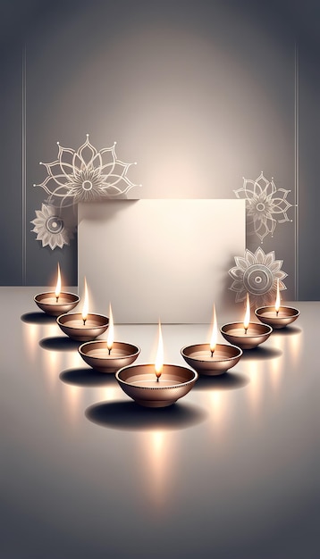 Diwali-achtergrond met elegante diya en bloemenelementen minimalistische achtergrond