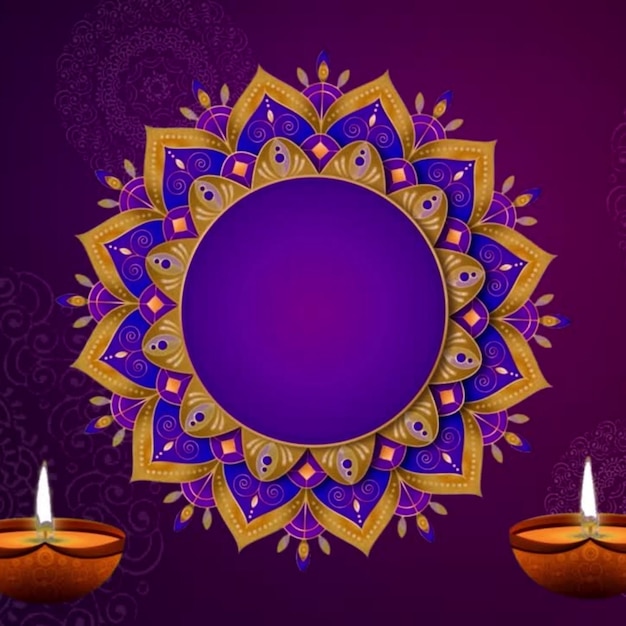 Diwali art elegant colorful mandala background canvas for editing invitation card