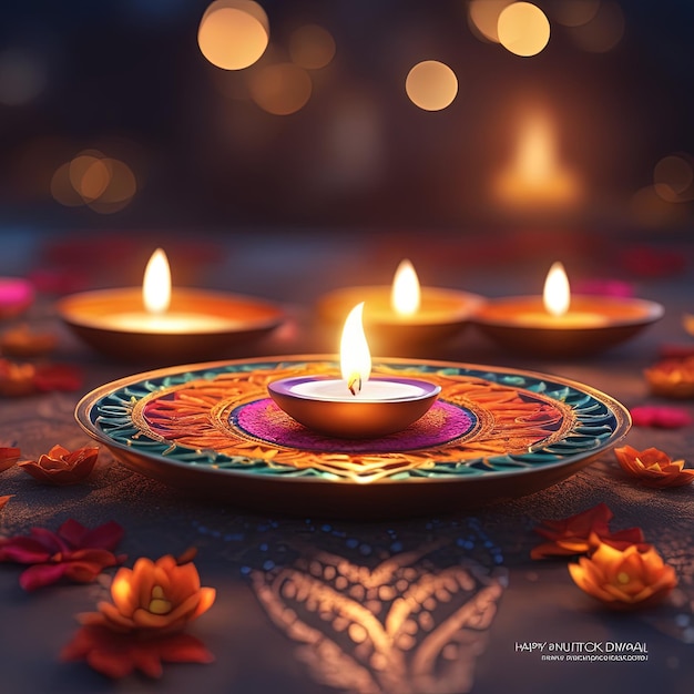 디왈리 축제의 디왈리 배경디왈리 인도 축제 조명 조명 램프 diya 및 촛불 bl