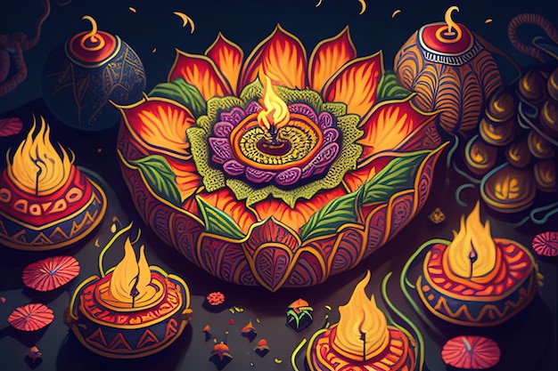 diwali background lamp