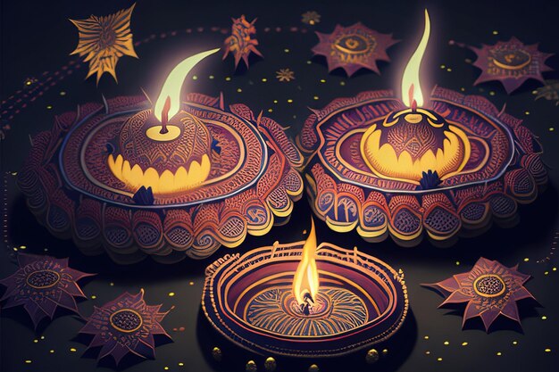 diwali background lamp