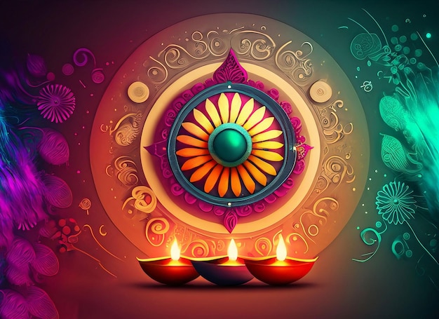 Diwali background with colorful with fire work