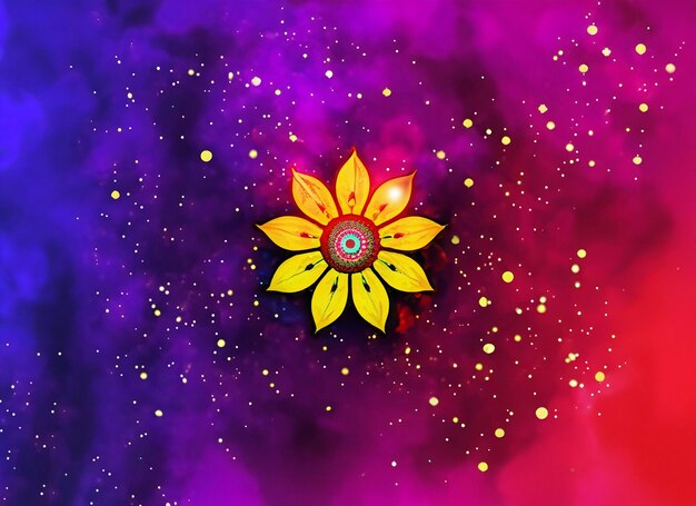Diwali background with flower with colorful smoke