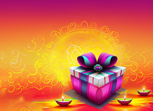 Diwali background with gift