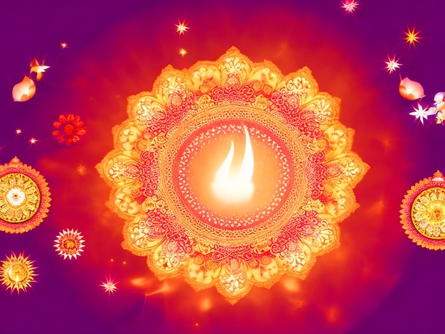 Foto sfondo di diwali con un bordo decorativo dorato