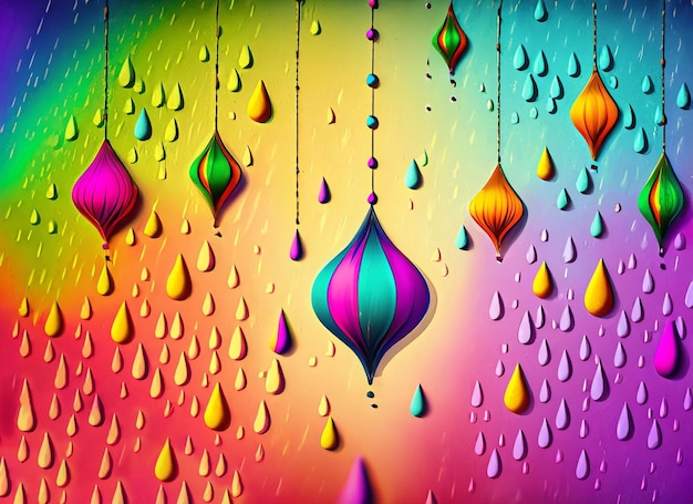 Diwali background with rain colorful