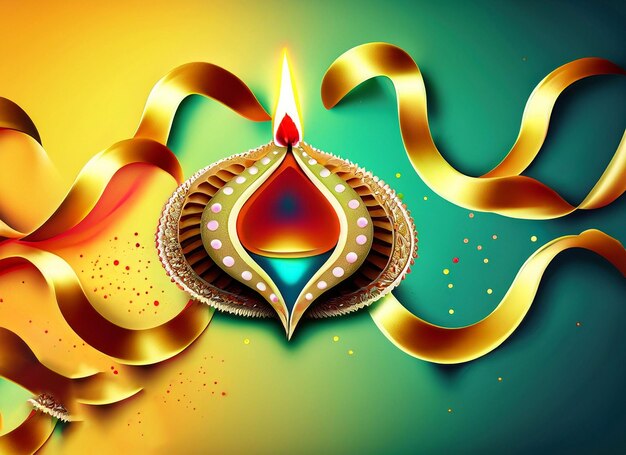 Diwali background with ribbons light