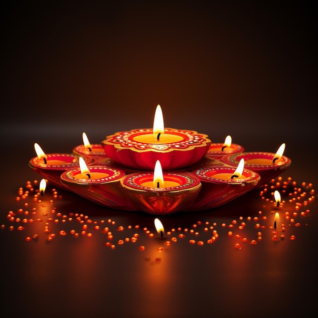 Diwali banner with candle lamps