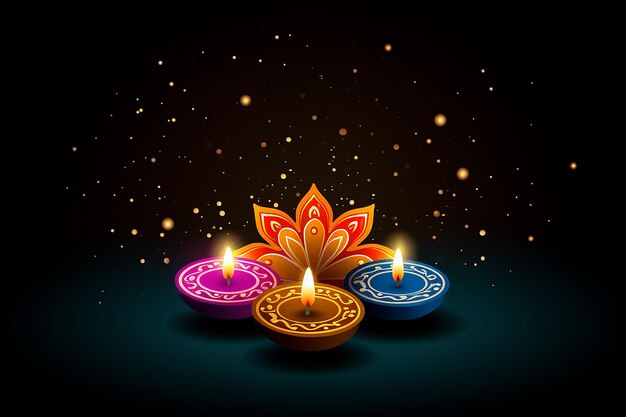 Diwali bloemlamp illustratie op sprankelende achtergrond