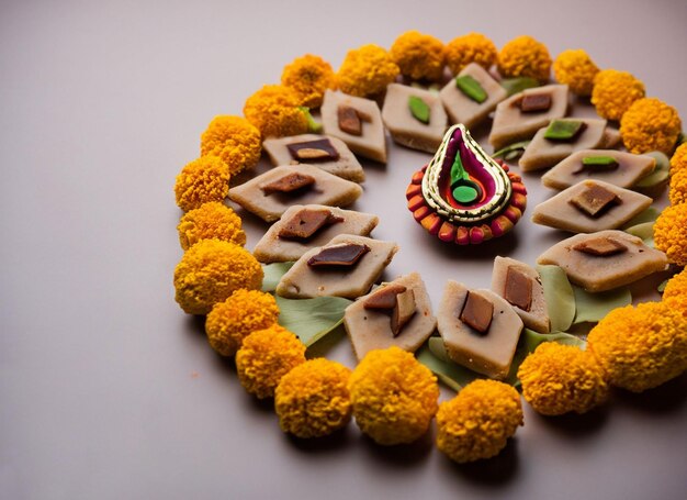 Foto fiore di candela di diwali