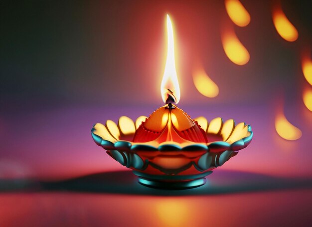 Foto diwali candele accese cartolina d'auguri per diwali