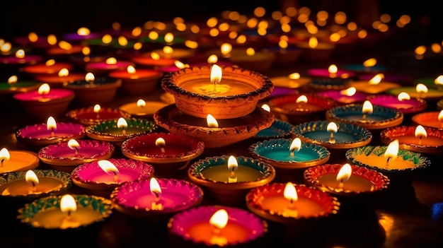 Diwali 축하 화려한 조명 배경 AI 생성