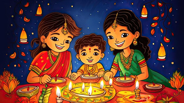 Иллюстрация празднования Дивали