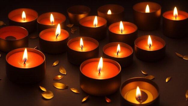 Празднование Дивали, символизирующее свет, процветание, счастье, Мирные свечи, масляная лампа, Генеративный ИИ