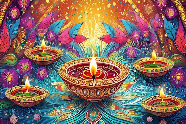Diwali Celebration Vibrant Festive Background Illustration