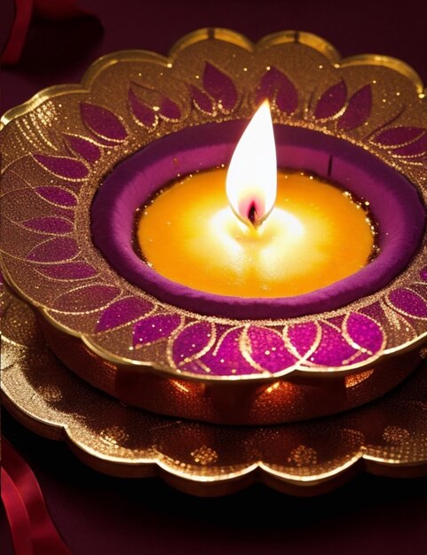 A Diwali celebration with a beautiful rangoli design on the floor