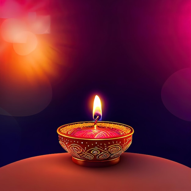 Diwali day festival Diwali lanterns background with candles and blurred lights