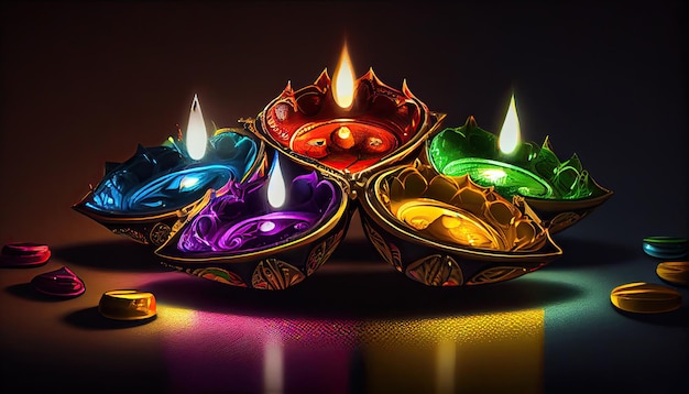 Diwali de triomf van licht en vriendelijkheid Hindoeïstisch lichtfestival feest Diya olielampen 24 oktober