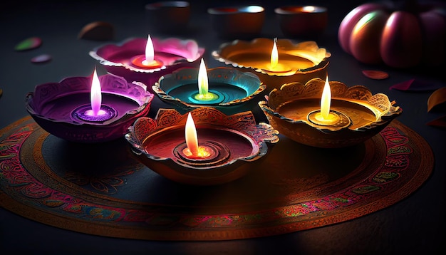 Diwali de triomf van licht en vriendelijkheid Hindoeïstisch lichtfestival feest Diya olielampen 24 oktober