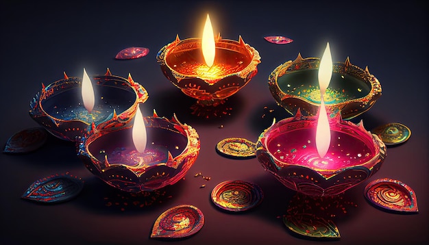 Diwali de triomf van licht en vriendelijkheid Hindoeïstisch lichtfestival feest Diya olielampen 24 oktober