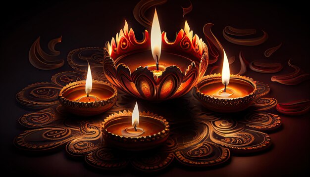 Diwali de triomf van licht en vriendelijkheid Hindoeïstisch lichtfestival feest Diya olielampen 24 oktober