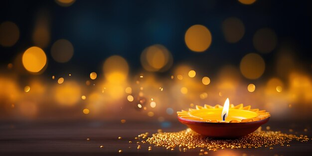 Foto diwali deepavali celebrazione hindu festa delle luci celebrazione diya lampada a olio generative ai