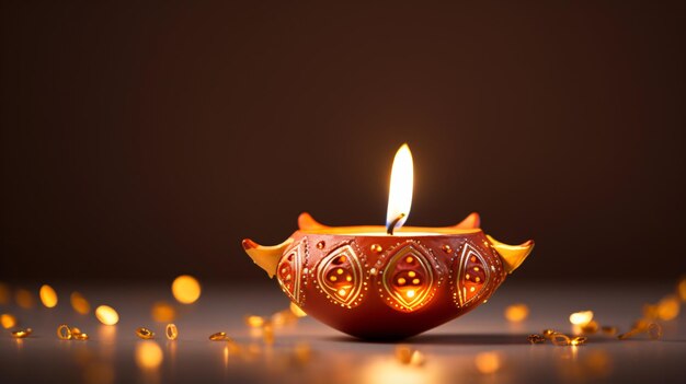 Diwali Diya or Clay Lamp on Light Background