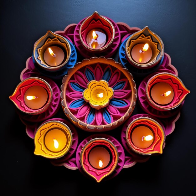 Foto sfondo di lampade diwali diya