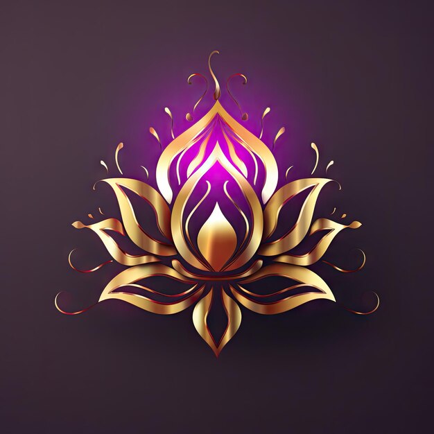 Photo diwali diya and lotus sticker logo