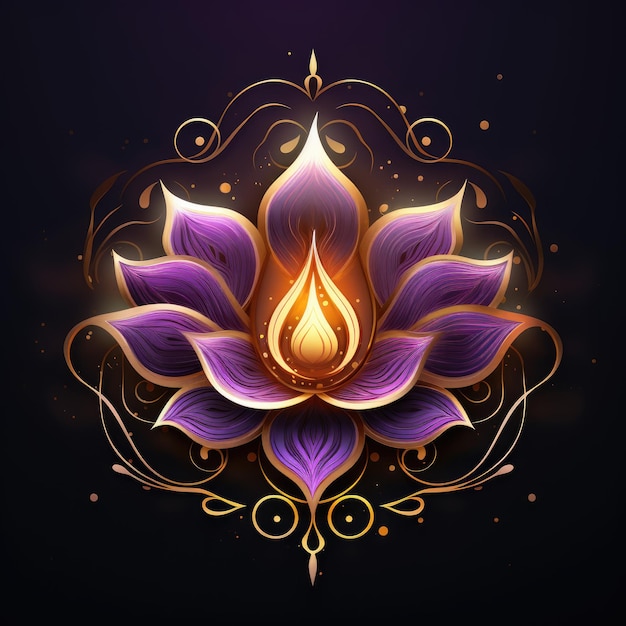 Photo diwali diya and lotus sticker logo