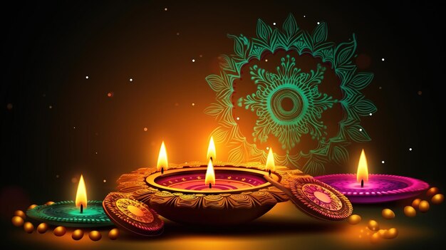 Diwali diya of olielamp geïsoleerd lichtfestival Generatieve ai