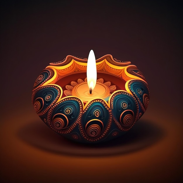 Diwali diya of olielamp geïsoleerd lichtfestival Generatieve ai