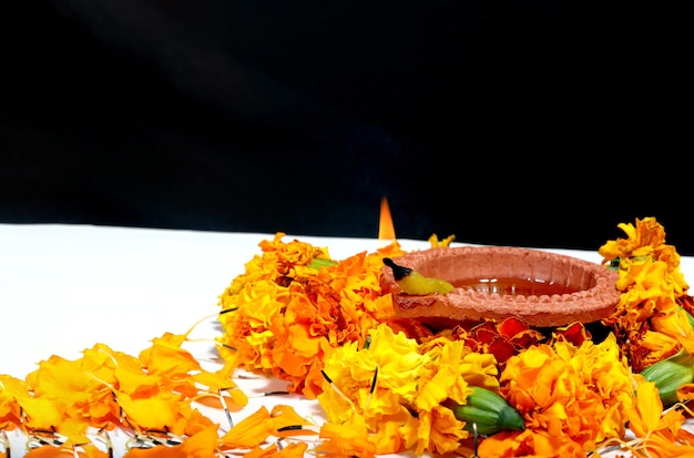 Diwali Diya, oil lamp beautifully decorated on the festive occasion of deepavali, deepawali in india