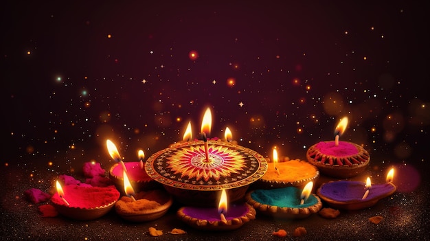 Diwali diya 또는 오일 램프 격리 빛의 축제 Generative ai