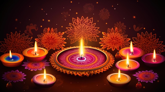 Diwali diya 또는 오일 램프 격리 빛의 축제 Generative ai