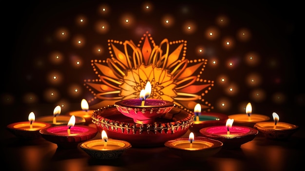 Diwali diya or oil lamp isolated festival of lights Generative ai