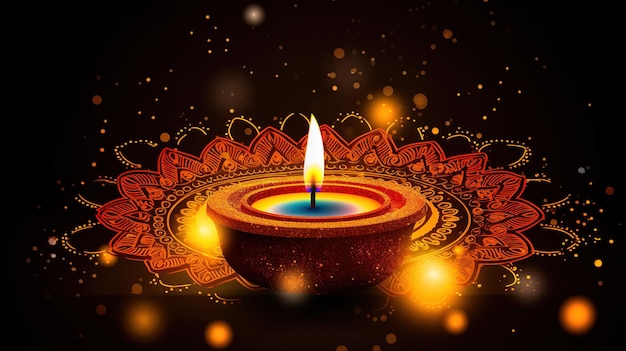 Diwali diya or oil lamp isolated festival of lights Generative ai