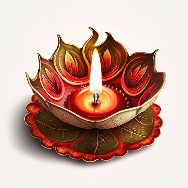 Diwali diya or oil lamp isolated festival of lights Generative ai