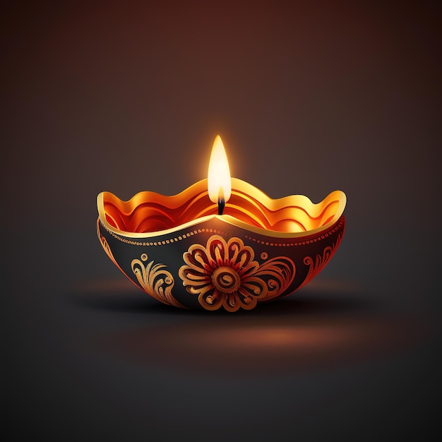 Diwali diya or oil lamp isolated festival of lights Generative ai