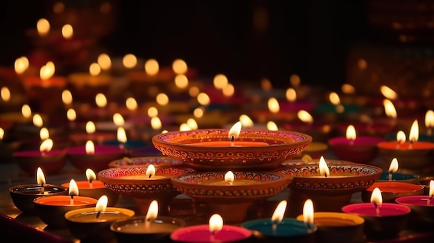 Diwali diya 또는 오일 램프 격리 빛의 축제 Generative ai