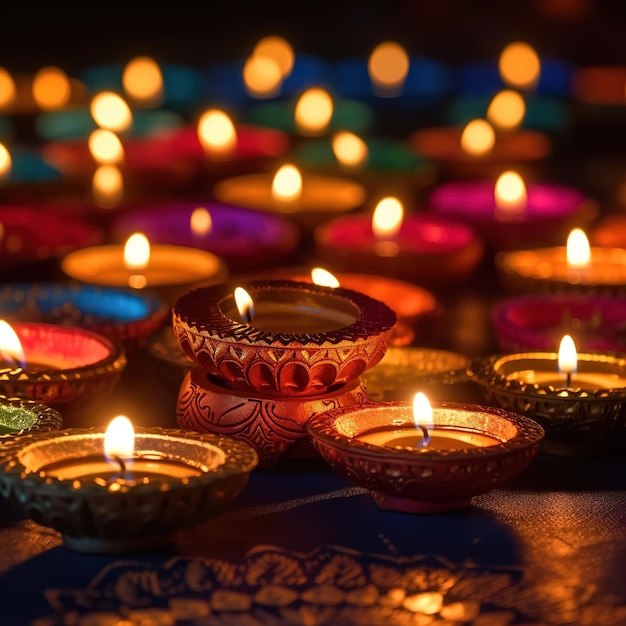 Diwali diya 또는 오일 램프 격리 빛의 축제 Generative ai