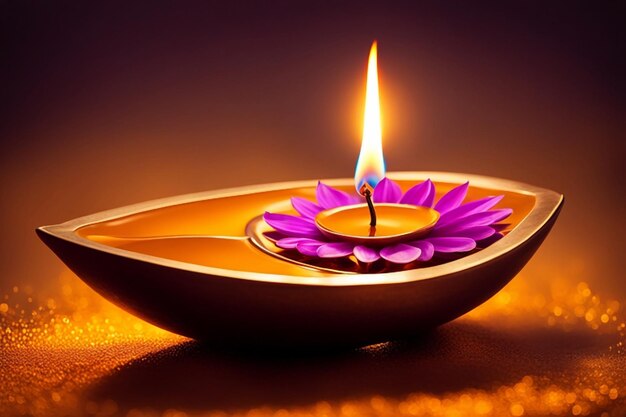 Diwali diya or oil lamp isolated festival of lights