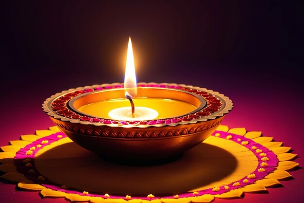 Diwali diya or oil lamp isolated festival of lights