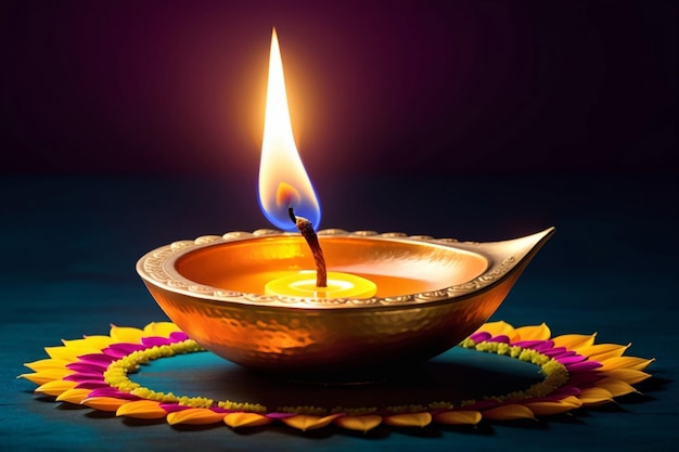 Diwali diya or oil lamp isolated festival of lights