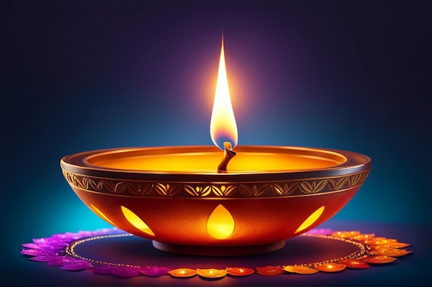 Diwali diya or oil lamp isolated festival of lights