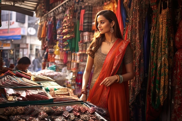 Diwali feest met een mooie Indiase vrouw feestelijke viering