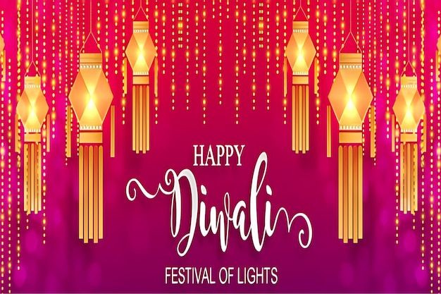 Diwali festival background hindu festive greeting card lantern crackers garlands deepavali or d