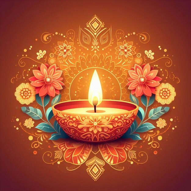 Foto sfondo della festa di diwali con candele generative ai